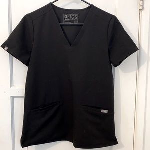 FIGS Casma Three-Pocket Scrub Top XS Black